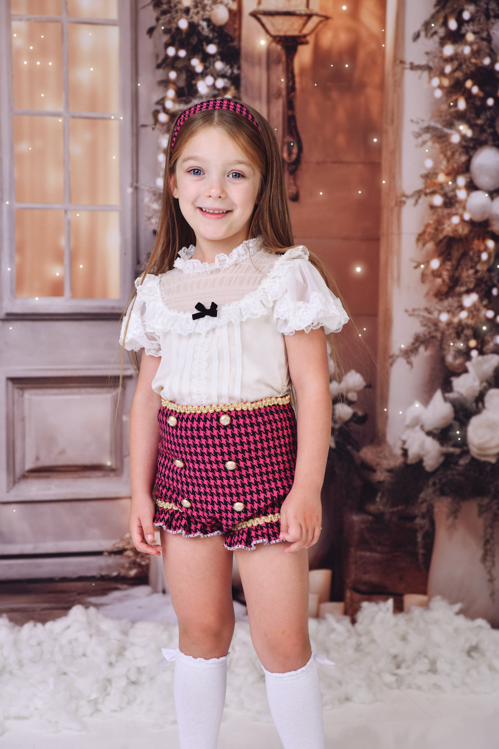 Houndstooth Blouse & Pants Set