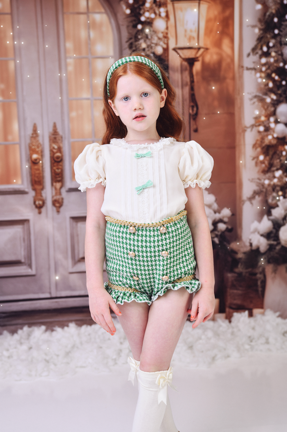 Houndstooth Blouse & Pants Set