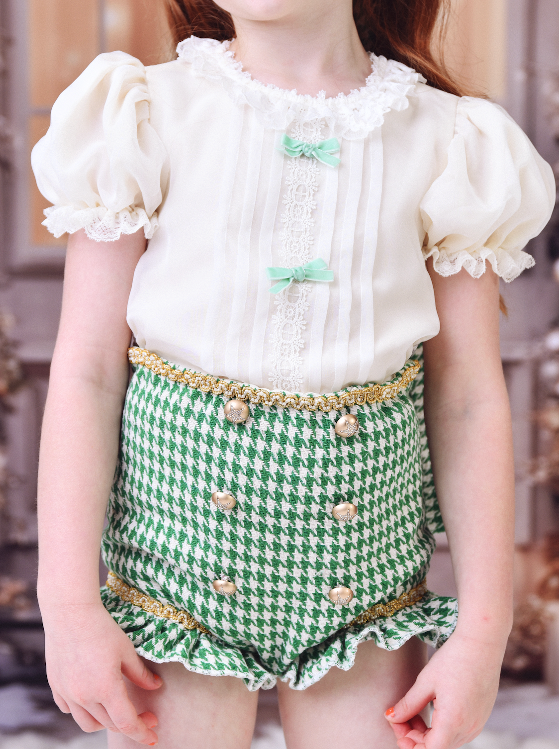 Houndstooth Blouse & Pants Set