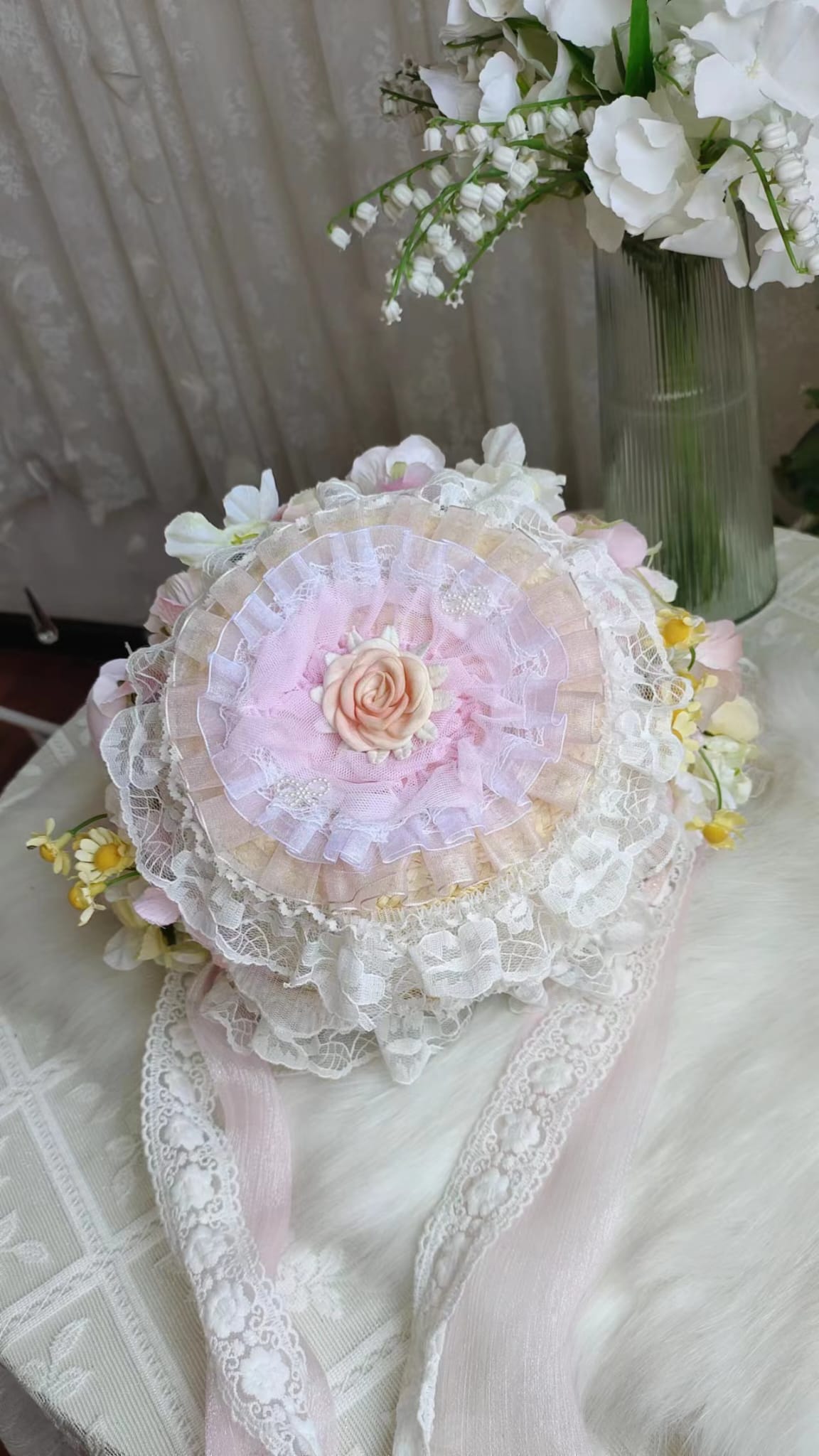 Cottagecore Floral Wide Brim Straw Hat
