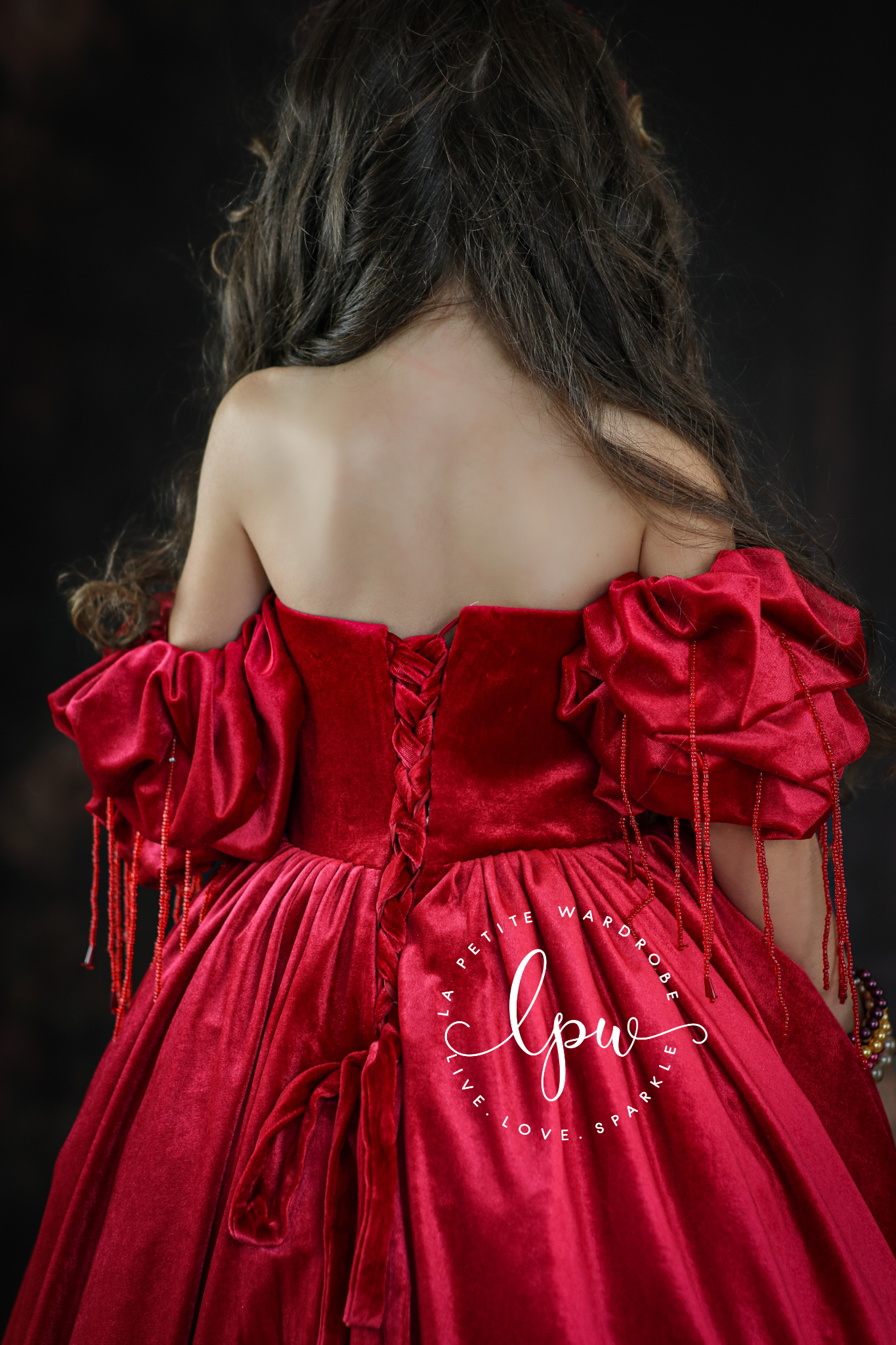 woven tapestry fabrics, velvet, ruffled tulle