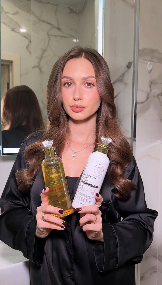 Blossom & Buds shampoo and conditioner lifestyle photo