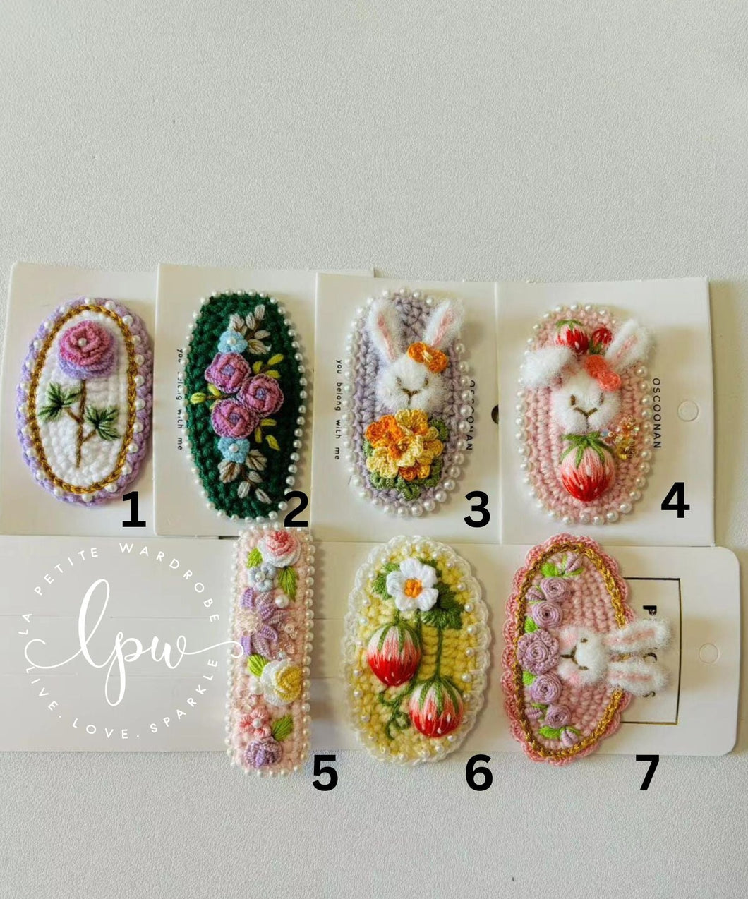 Embroidered Hair Clips Set 1
