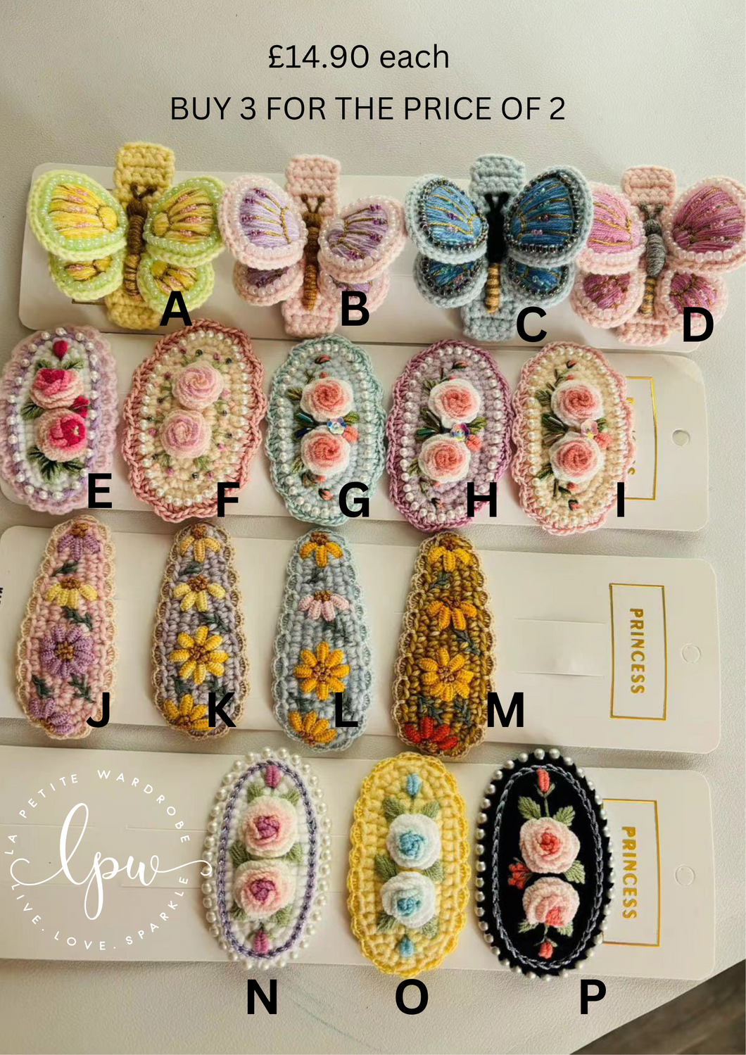 Embroidered Hair Clips Set 2