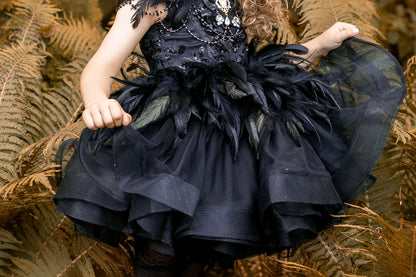 Feathered – Handmade Black Swan Halloween Dress & Headband | Kids Costume