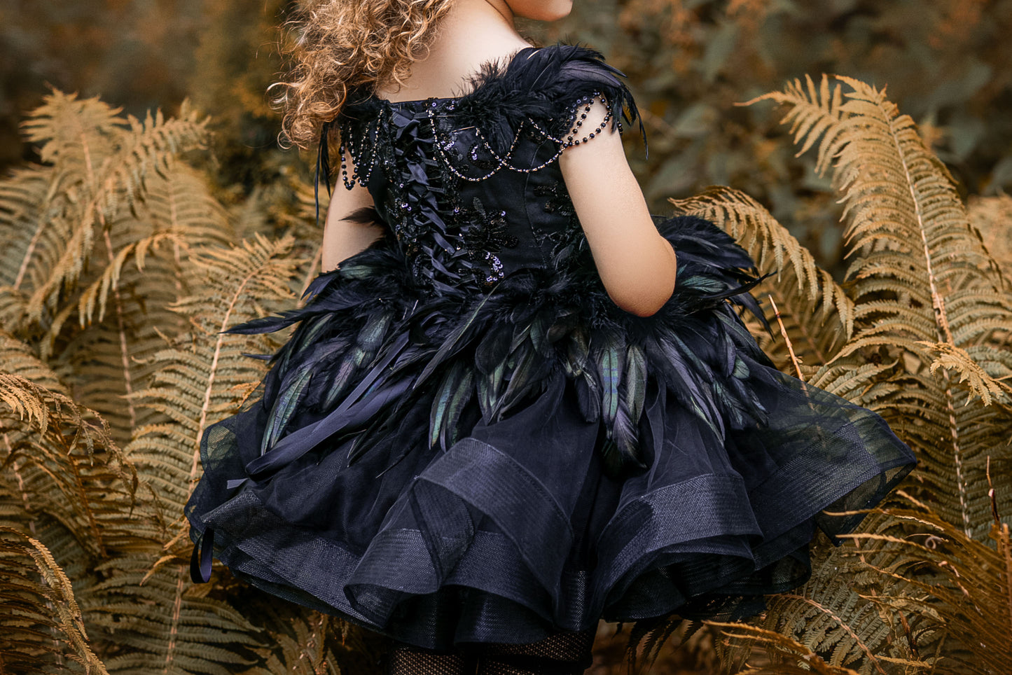 Feathered – Handmade Black Swan Halloween Dress & Headband | Kids Costume