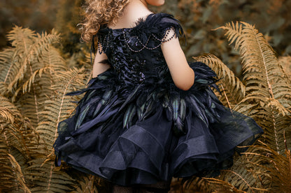 Feathered – Handmade Black Swan Halloween Dress & Headband | Kids Costume