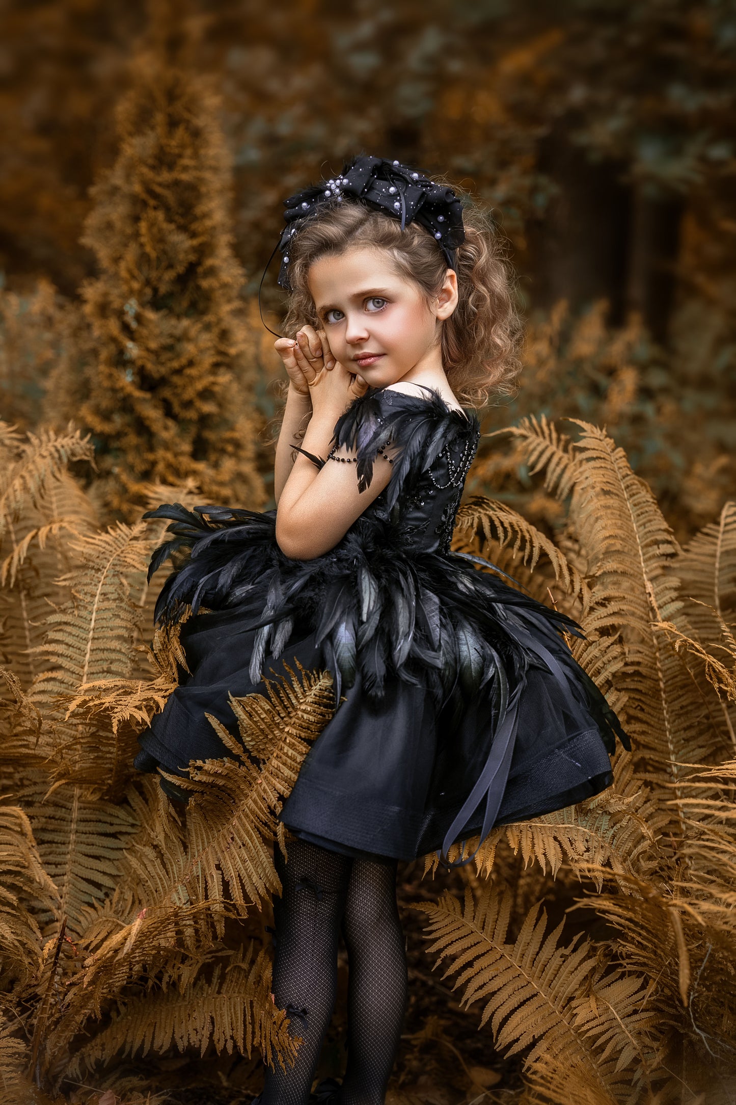 Feathered – Handmade Black Swan Halloween Dress & Headband | Kids Costume