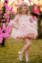 Load image into Gallery viewer, Peachy Pink Dress with Flower Ribbon Headband
