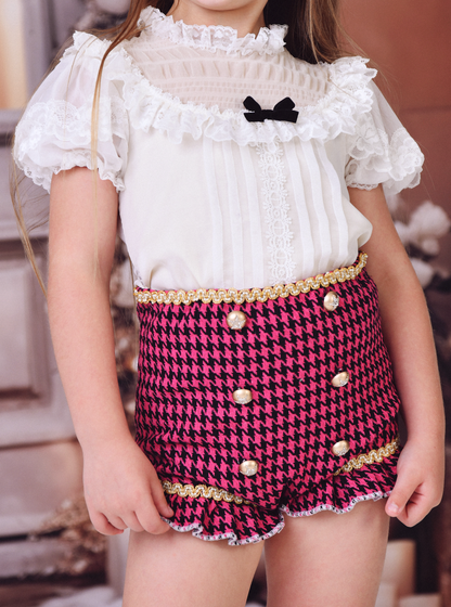 Houndstooth Blouse & Pants Set