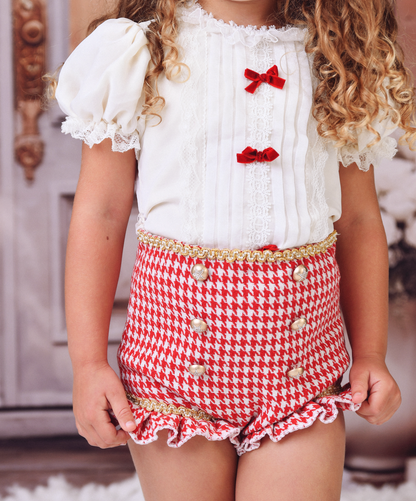 Houndstooth Blouse & Pants Set