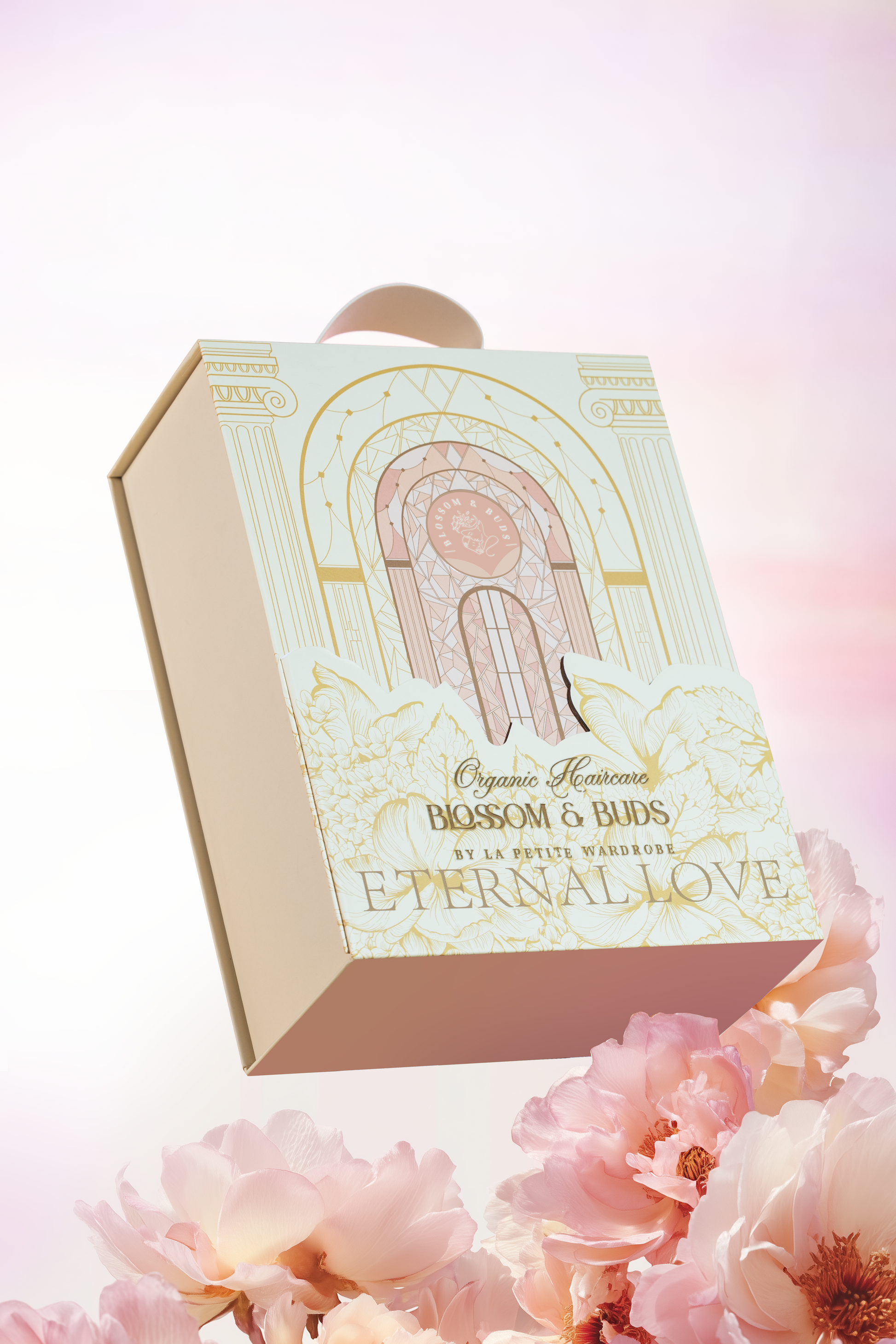 Blossom & Buds haircare gift box packaging